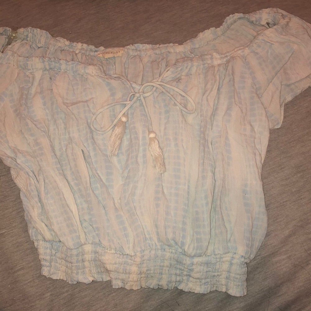 Light blue cropped tie up short sleeve from PacSun